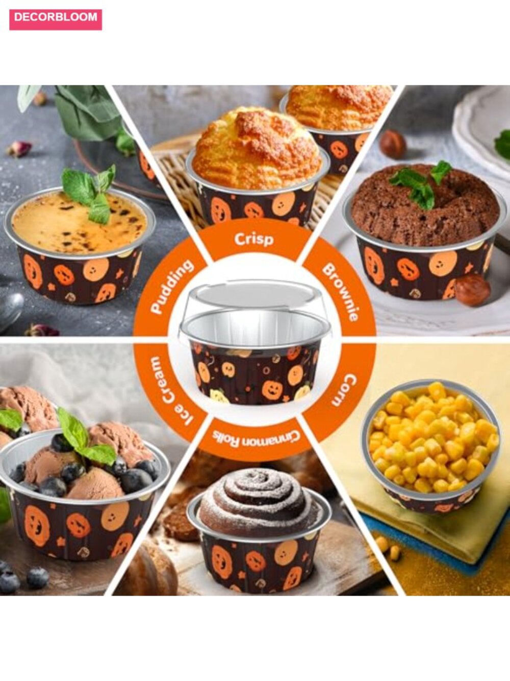 40 Pack Halloween Mini Cake Pans with Lids Disposable Aluminum Foil Ramekins - Picture 5 of 6